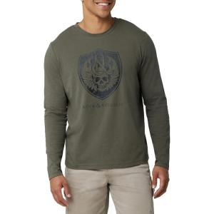 imageRock ampamp Republic Mens Long Sleeve TShirtOlive Skull