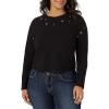 imageRock ampamp Republic Womens Grommet Cropped Crew Neck SweatshirtBlack