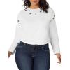 imageRock ampamp Republic Womens Grommet Cropped Crew Neck SweatshirtWhite