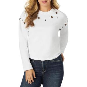 imageRock ampamp Republic Womens Grommet Cropped Crew Neck SweatshirtWhite