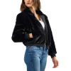 imageRock ampamp Republic Womens Bomber Jacket Black Faux Fur Medium