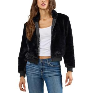 imageRock ampamp Republic Womens Bomber Jacket Black Faux Fur Medium